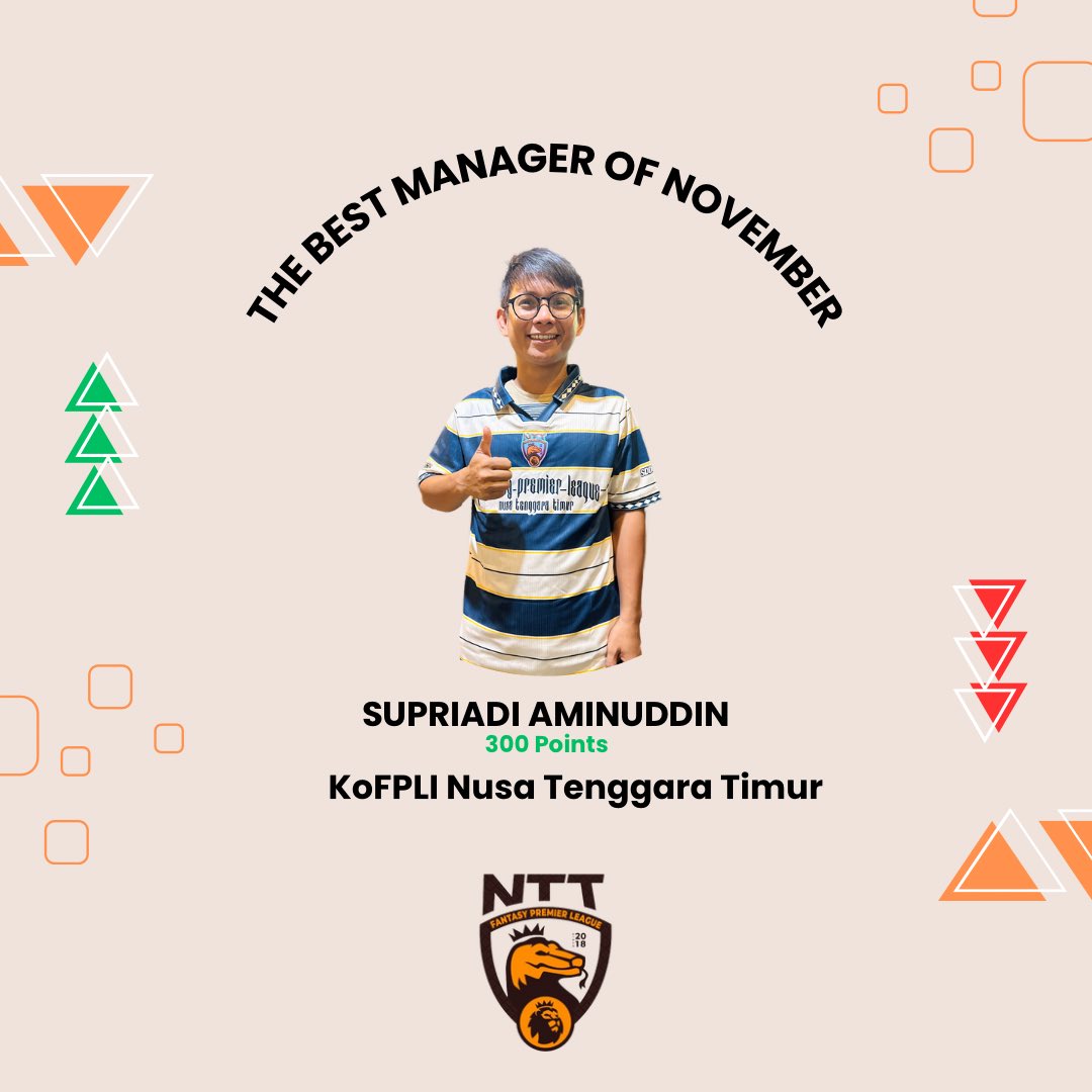 Manager terbaik disetiap bulannya.
Berhak atas jersey, selamat !