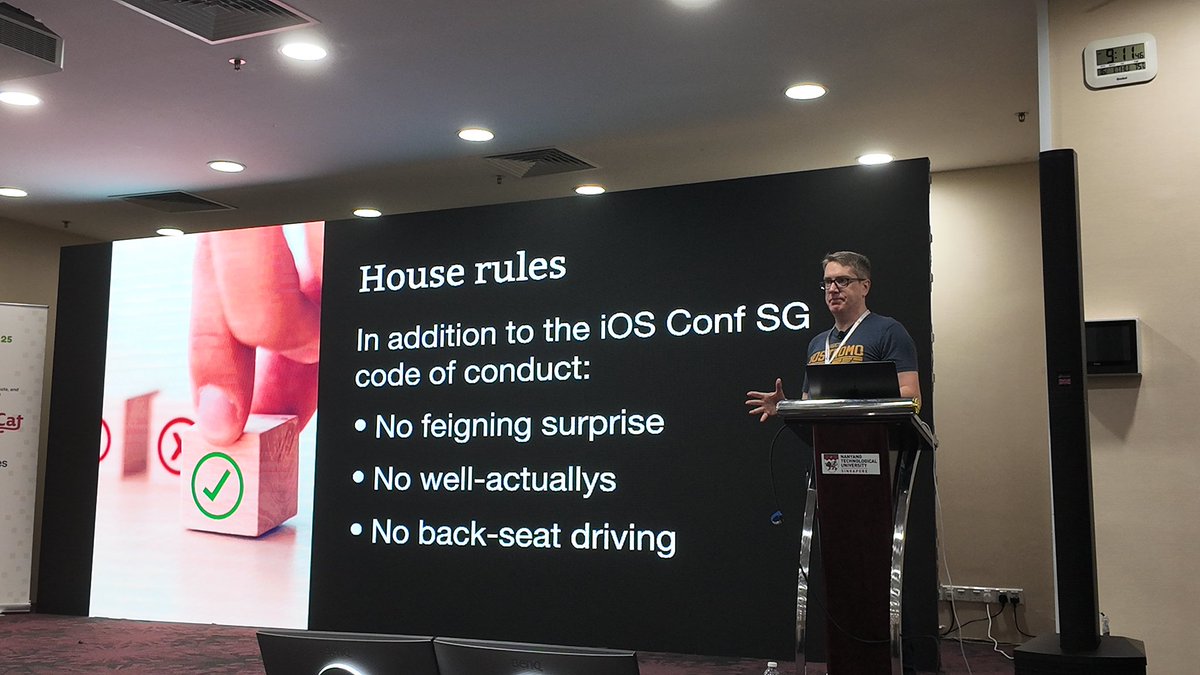 iosconfsg's tweet image. . @twostraws kicking off the day with an amazing workshop on leveling up with Swift and SwiftUI! #iOSConfSG #iOSConfSG2025