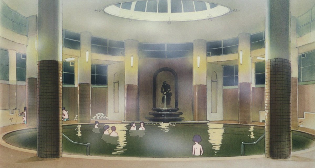 gen_ghibli's tweet photo. #EscenariosGhibli Baños termales, en 'Recuerdos del ayer' (Isao Takahata, 1991). https://t.co/pXMyO8XcEl