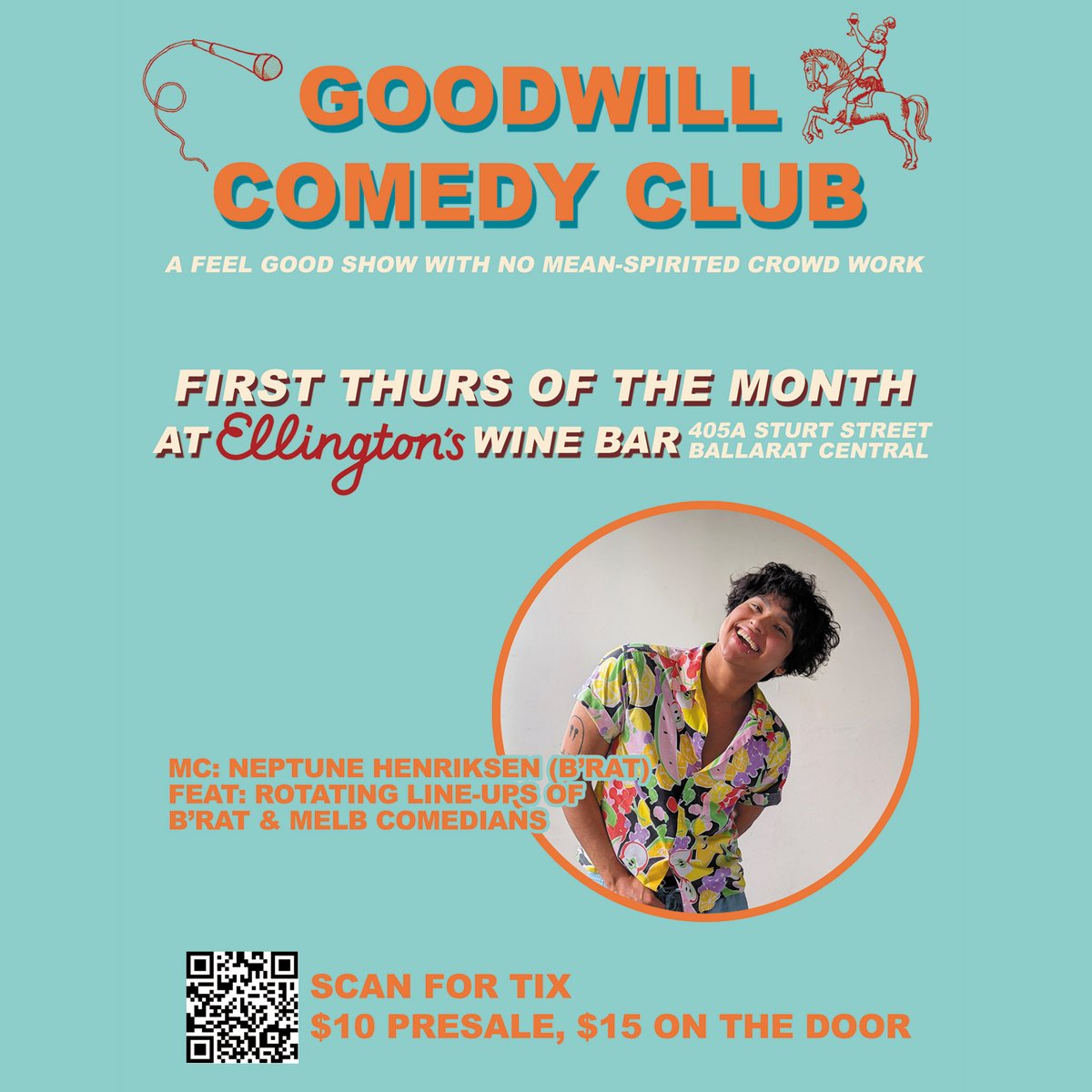 NeptuneHen's tweet photo. #NewProfilePic Aaaand I'm back with Goodwill Comedy Club in 2025! The feel good comedy night with no mean-spirited crowd work, where everyone can feel welcome.
First Thursday of the month - 6 Feb, 6 Mar, 2 Apr https://t.co/DPiEGFqqQI