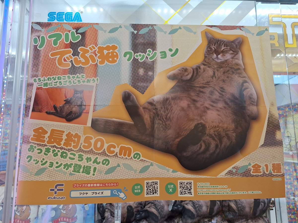 リアルでぶ猫クッション もちふわ可愛いリアルでぶ猫クッションがプライズで登場