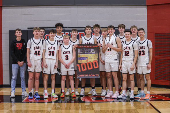 Bear Moddelmog of Moundridge (2A) makes the 1000 points club tonight against Central Christian Academy. He is currently at 1019 points and counting. #sportsinkansas