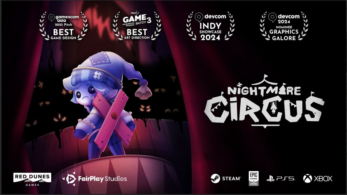 PlayPrime (@playprimeshow) on Twitter photo Congratulations to <a href="/RedDunesGames/">Red Dunes Games</a> and <a href="/fairplay_games/">FairPlay Studios 🔜 PGDX 2025</a> on their new collaboration on publishing #NightmareCircus! Congratulations to <a href="/RedDunesGames/">Red Dunes Games</a> and <a href="/fairplay_games/">FairPlay Studios 🔜 PGDX 2025</a> on their new collaboration on publishing #NightmareCircus!