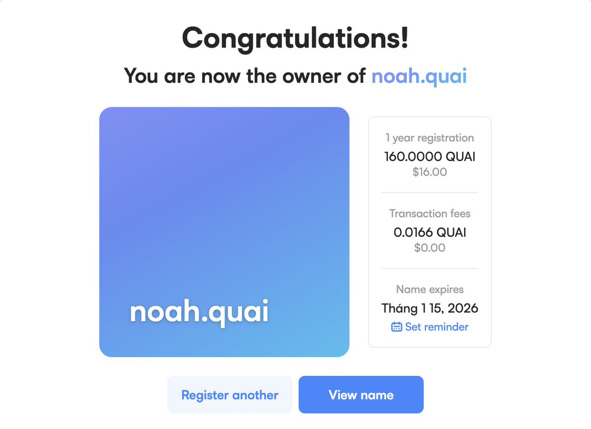 QM QM i was take another domain 2 minute ago. 
Last chance to take ur mainnet reward of <a href="/qnsclub/">QNS.quai</a> . 
Make it lit 🔥

app.qns.club

<a href="/QuaiNetwork/">Quai Network ⚡️💵</a>  <a href="/qnsclub/">QNS.quai</a>  #Quai #QuaiNetwork