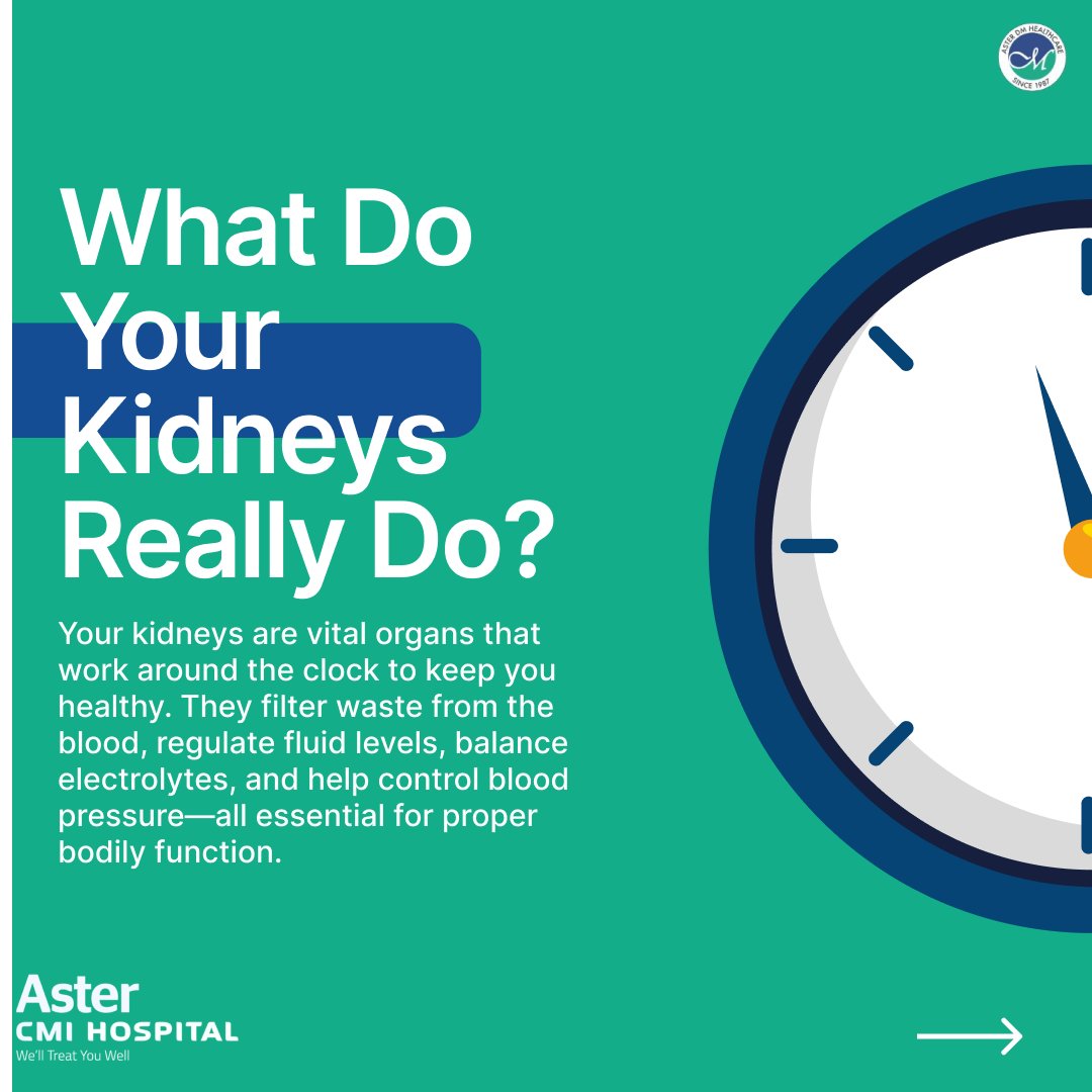 asterbangalore's tweet image. Your kidneys filter waste &amp;amp; regulate fluids and blood pressure. Stay hydrated, eat well, limit salt, alcohol &amp;amp; smoking &amp;amp; monitor your health with regular check-ups.

#KidneyHealth #ProtectYourKidneys #BloodPressureControl #KidneyCare #AsterCMI #AsterBangalore #AsterHospitals