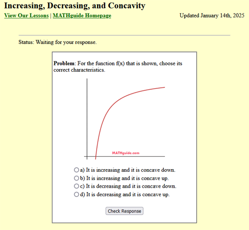 karadimos's tweet image. I made a new quizmaster: increasing, decreasing, and concavity.
mathguide.com/cgi-bin/quizma…
#precalculus #apprecalculus #math #matheducation #mathteacher #collegealgebra