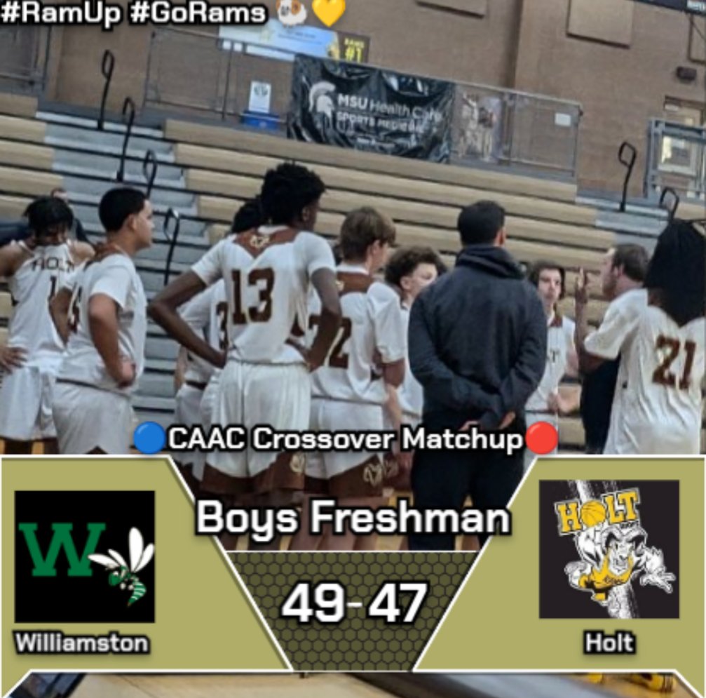 Final scores against Williamston. Boys off til next Thursday/Friday. Girls home vs Portland Friday. #RamUp #GoRams🐏💛