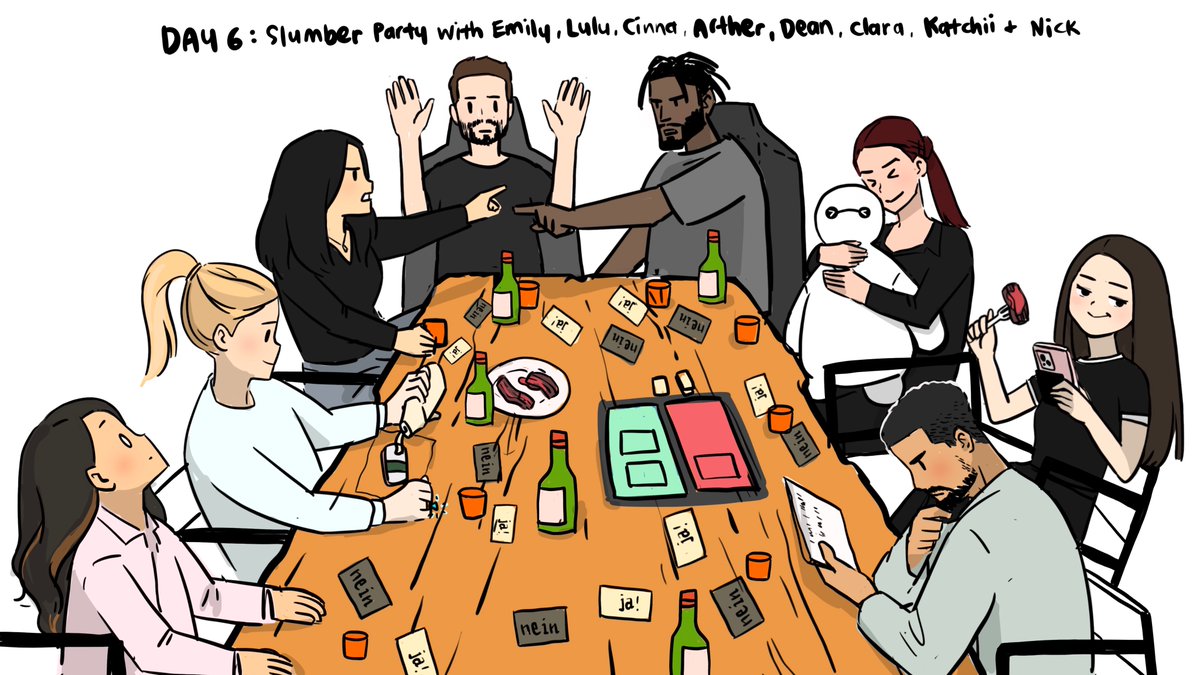 HALA (@halakachris) on Twitter photo Day 6: Slumber Party with <a href="/extraemilyy/">emily 😌</a> @lululuvely <a href="/cinna/">ᐢ..ᐢ</a> @misterarther <a href="/Deansocool/">Deansocool</a> @claraatwork <a href="/itsKatchii/">Katchii 🐱</a> <a href="/nmplol/">Nick Polom</a>
*Lezgooo!! First time drawing this many ahaha. Definitely worth it though. Another one for the books! Day 6: Slumber Party with <a href="/extraemilyy/">emily 😌</a> @lululuvely <a href="/cinna/">ᐢ..ᐢ</a> @misterarther <a href="/Deansocool/">Deansocool</a> @claraatwork <a href="/itsKatchii/">Katchii 🐱</a> <a href="/nmplol/">Nick Polom</a>
*Lezgooo!! First time drawing this many ahaha. Definitely worth it though. Another one for the books!
