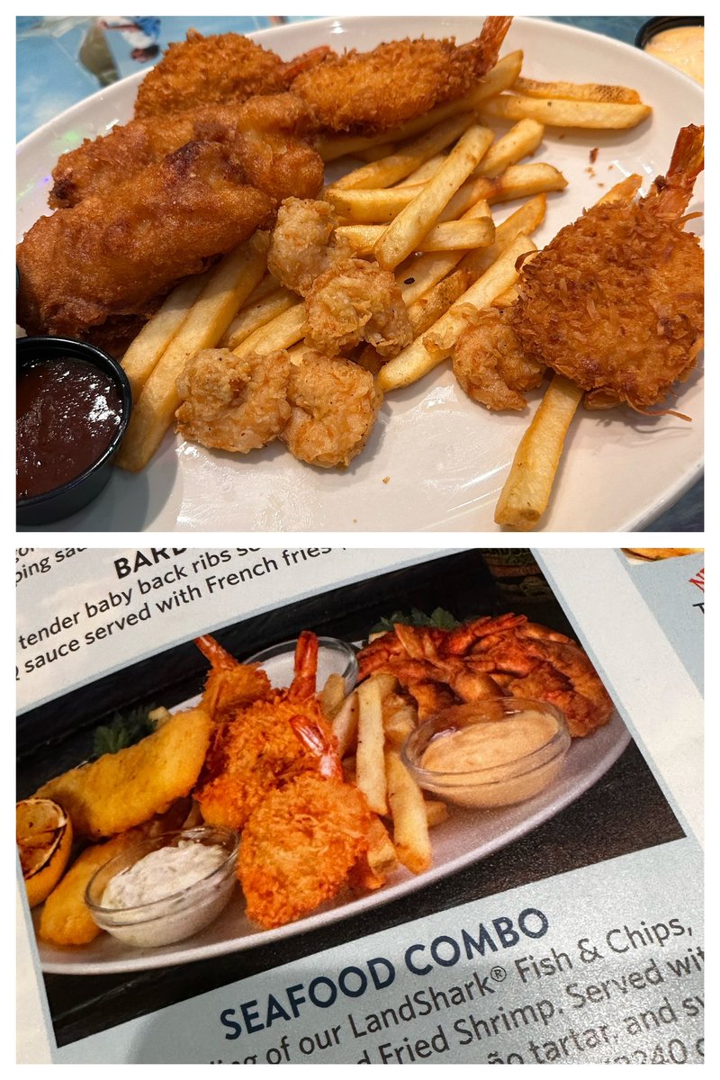 BraskaJennea's tweet image. The Waiter saw the menu photo when he brought it &amp;amp; said “no that’s correct”, buuuut @Margaritaville those TINY shrimp are absolutely NOT what’s shown in the menu photo. This was not worth $28🫣 Shrinkflation? Or need a Food Photographer 🙋🏻‍♀️ to update the Menu images? #happytohelp