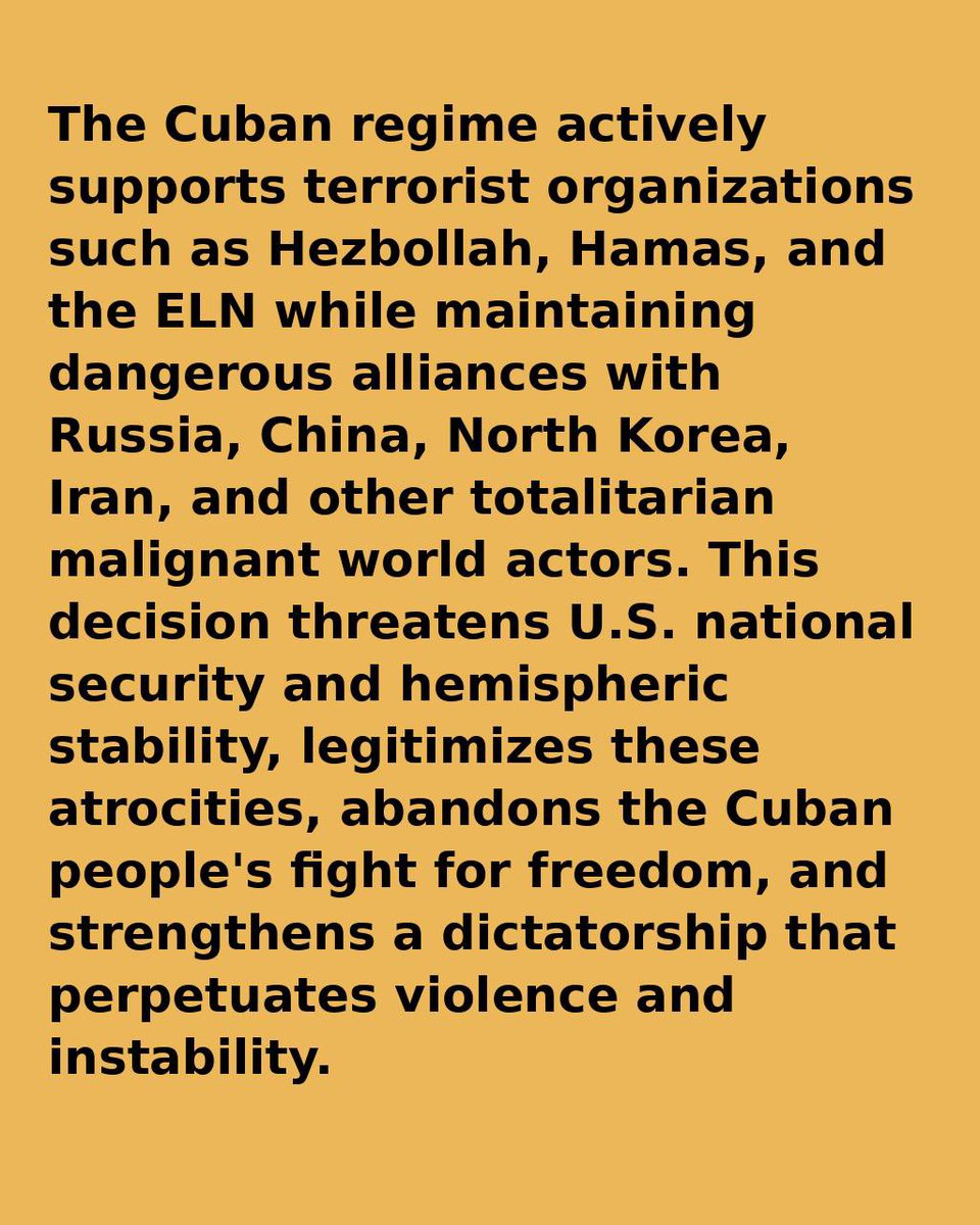 We demand the Cuba Dictatorship be put back on the U.S sponsor of terror list. Join the call to “Actions Not Words” mass rally against the Cuban Dictatorship January 28th 9am Lafayette Park in front of the White House.