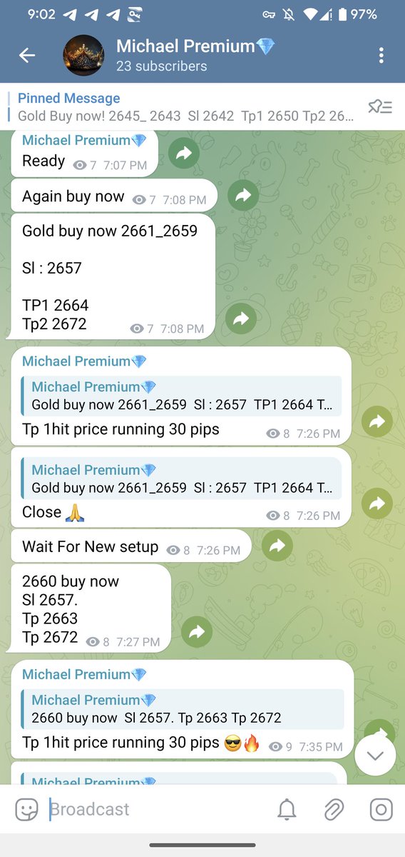 My vip premium 
If you are interested contect me 100% perfect signals provide here 
❤️💱✅