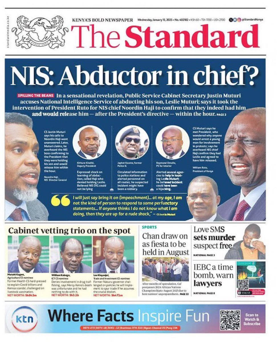 The abductors in chief are 5:

1. <a href="/WilliamsRuto/">William Samoei Ruto, PhD</a>.
2. Noordin Haji.
3. Said Kiprotich.
4. Farouk Kibet.
5. Mohamed I. Amin.

#EndAbductionsKE 
#RutoMustGo 
#RutoMustGoNow 
#ArrestNoordinHaji 
#ArrestSaidKiprotich 
#ArrestFaroukKibet