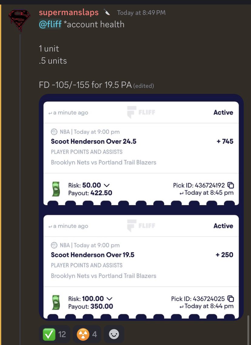 Scoot Henderson is going beast mode tonight! 2nd quarter isn’t even finished and he cashed these plays💰✅ *posted in <a href="/DataWiseBets/">DataWise</a> discord💪🏽

+250✅
+745✅