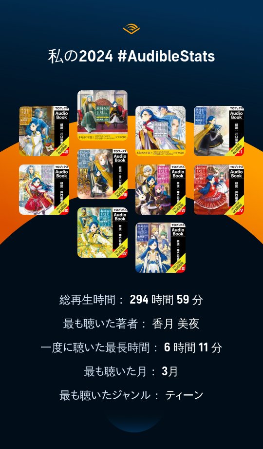 9abc's tweet photo. 2024年はほんとにAudibleでずっと本好きの下剋上を聴いてた…
今年も鬼リピ予定です🫶 https://t.co/C7LukYrixF