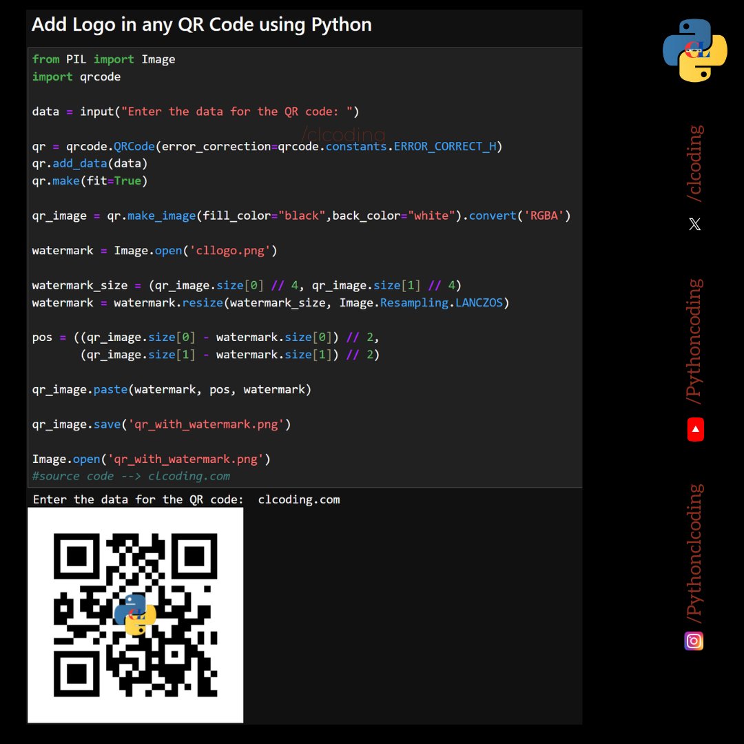 Add Logo in any QR Code using Python