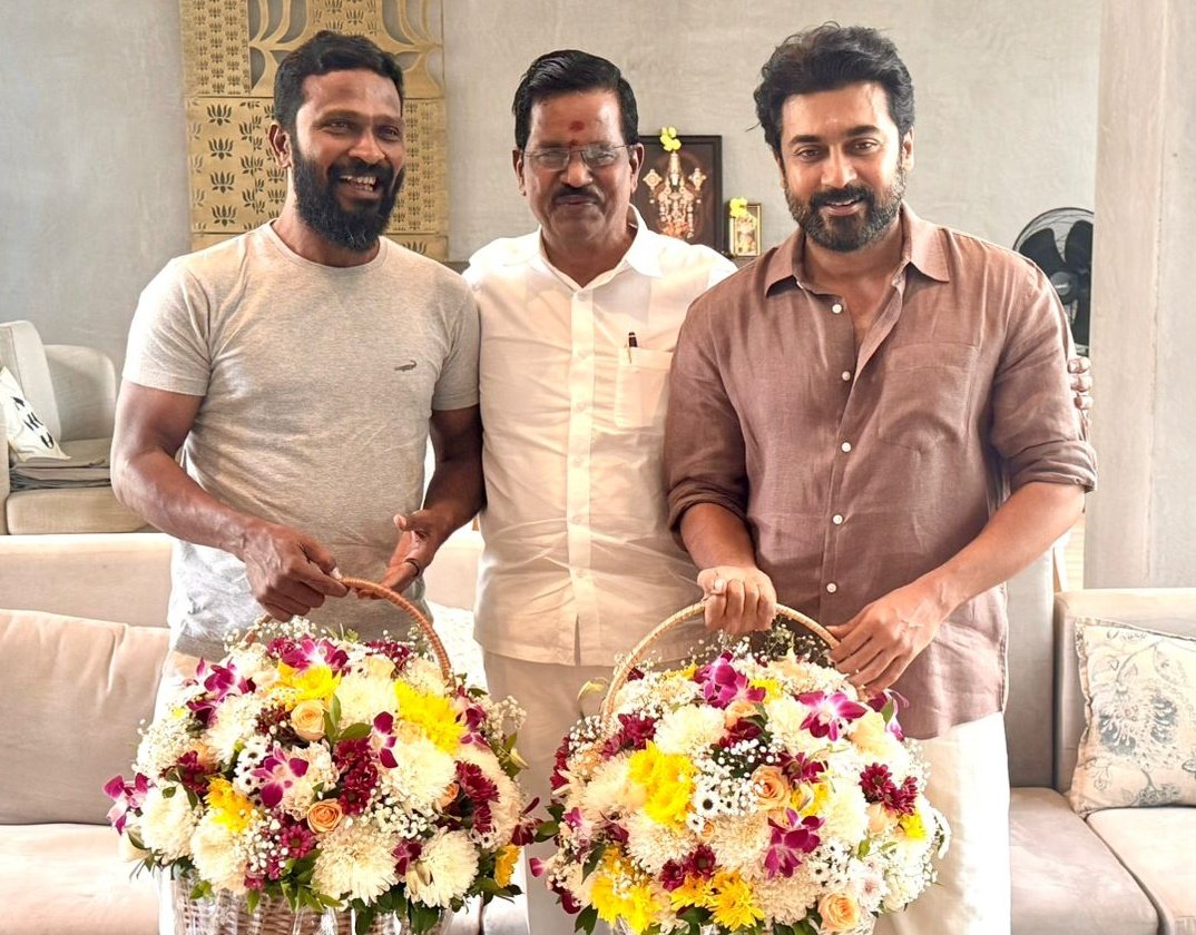 CinemaWithAB's tweet photo. #VaadiVaasal is officially ON✅🔥
Recent click of #Suriya, #Vetrimaaran &amp; #Thanu 📸
Shooting to kickstart soon🎬

An Epic project of Kollywood incoming 🐂⌛ https://t.co/t9RvzvKucP