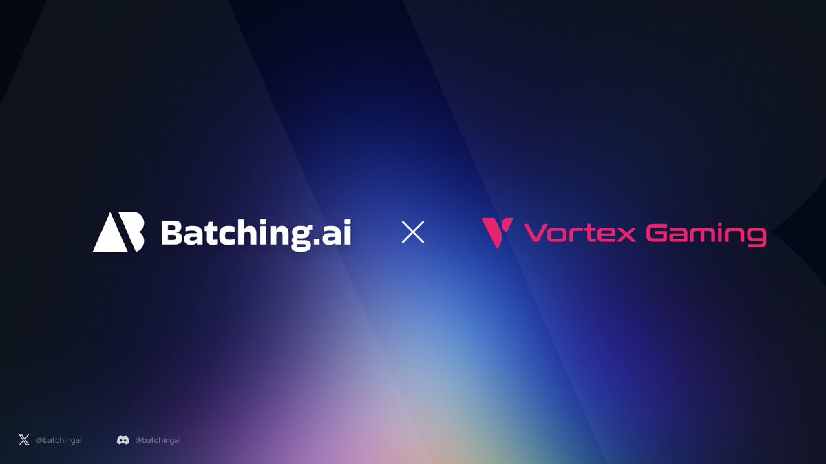 [Partnership Announcement]

Batching.AI Forms Marketing Partnership with #VortexGaming, a Web3 Subsidiary of Inven (<a href="/vrtx_dao/">Vortex Gaming</a>)

🤝 We have decied to work together to expand the Web3 GameFi ecosystem!  

#Batching #AI #Web3 #NFT