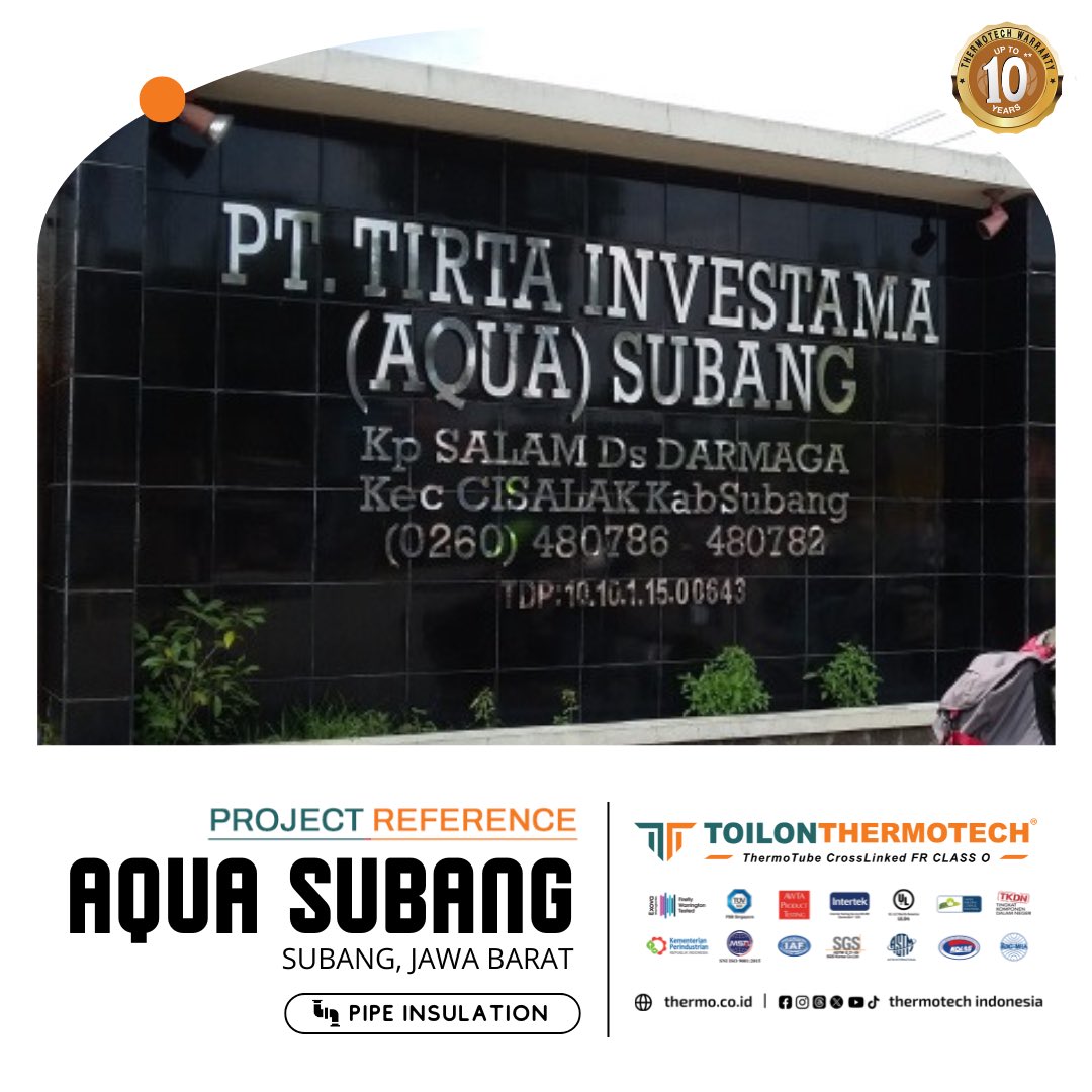 ThermotechIndo1's tweet photo. #ProjectReference
Project : Aqua Subang
Type : Toilon Thermotech Tube IXPE FR Class 0
Application : Pipe Insulation
Benefits of Using Toilon ThermoTube Insulation,
1️⃣The highest Fire Rating Class 0
2️⃣Strong With Anti Tear Aluminum
3️⃣Water Resistance Protect https://t.co/Icn6H5ZgTs