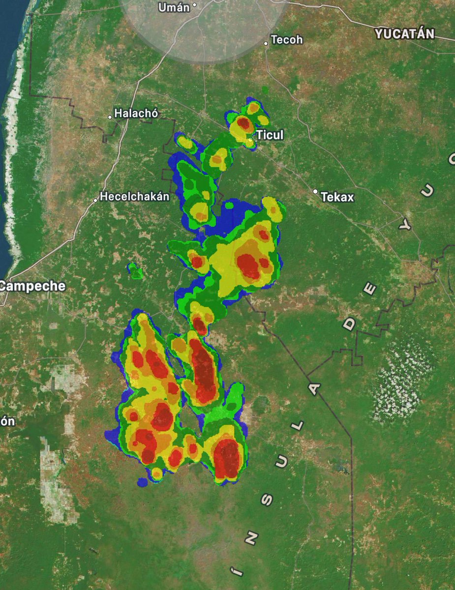 ClimaYucatan's tweet photo. 🌩️ Se detectan lluvias nocturnas en la zona de #Ticul #Muna #Hopelchen. 

Les invito a enviar sus reportes. https://t.co/ZXj012ceDL