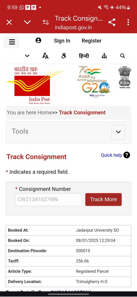 7134Thandra's tweet photo. @IndiaPostOffice it's been one week but not delivered https://t.co/eNOwwciMBN