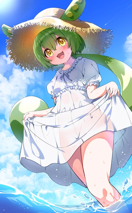 #これを見た人はずんだもんを貼る 見ちゃったので、夏のお嬢様ずんだもんちゃん貼っておきます(」・ω・)」ずん!(/・ω・)/だー!