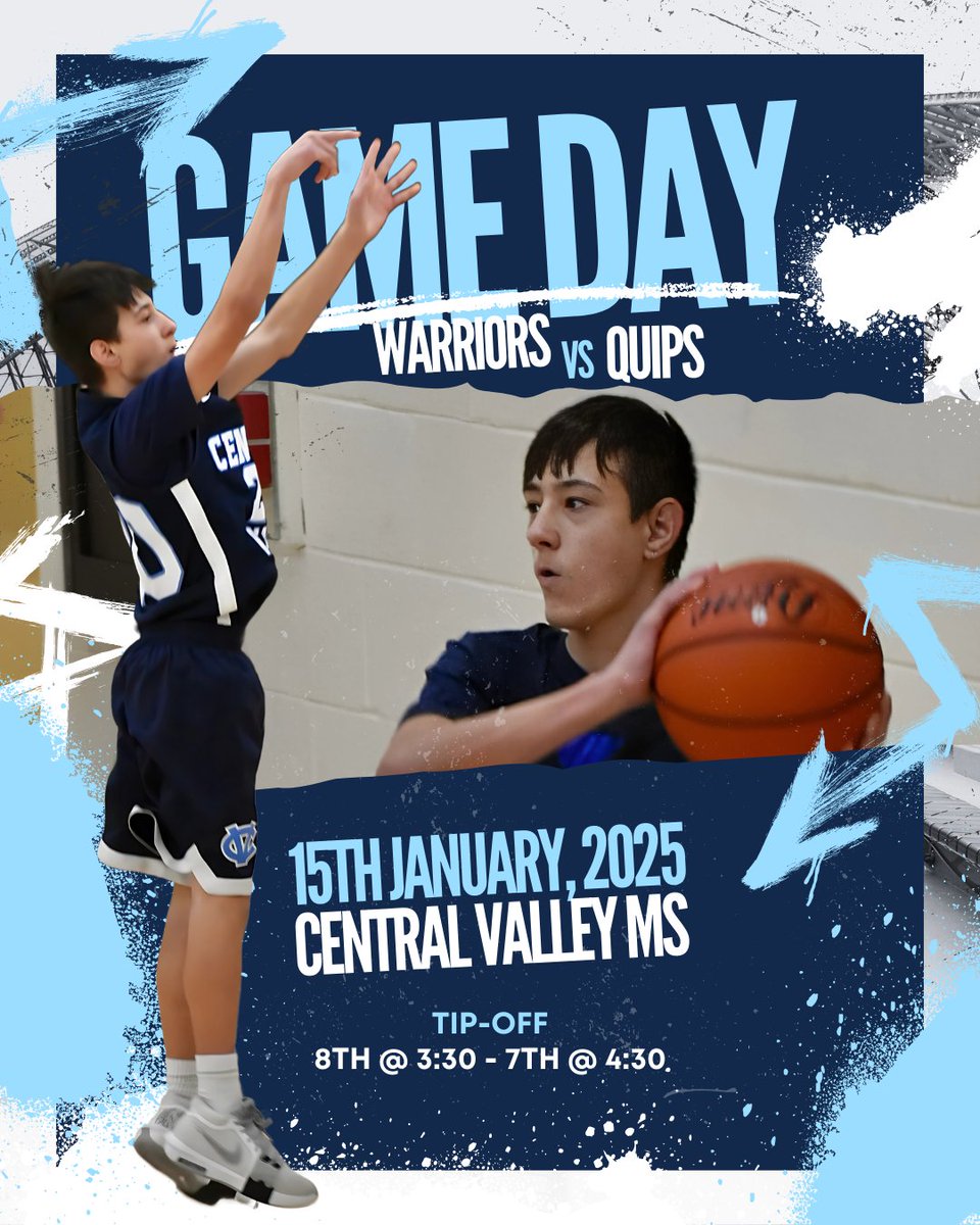 Central Valley Roundball Association (@cvroundball) on Twitter photo π MIDDLE SCHOOL SHOWDOWN: WARRIORS VS. QUIPS! π
π
 Wednesday, January 15th
π Central Valley Middle School Gym
β° 3:30 PM - 8th Grade Tip-Off | 4:30 PM - 7th Grade Tip-Off
Itβs the matchup everyoneβs been waiting forβour Central Valley Warriors take on the Aliquippa Quips π MIDDLE SCHOOL SHOWDOWN: WARRIORS VS. QUIPS! π
π
 Wednesday, January 15th
π Central Valley Middle School Gym
β° 3:30 PM - 8th Grade Tip-Off | 4:30 PM - 7th Grade Tip-Off
Itβs the matchup everyoneβs been waiting forβour Central Valley Warriors take on the Aliquippa Quips