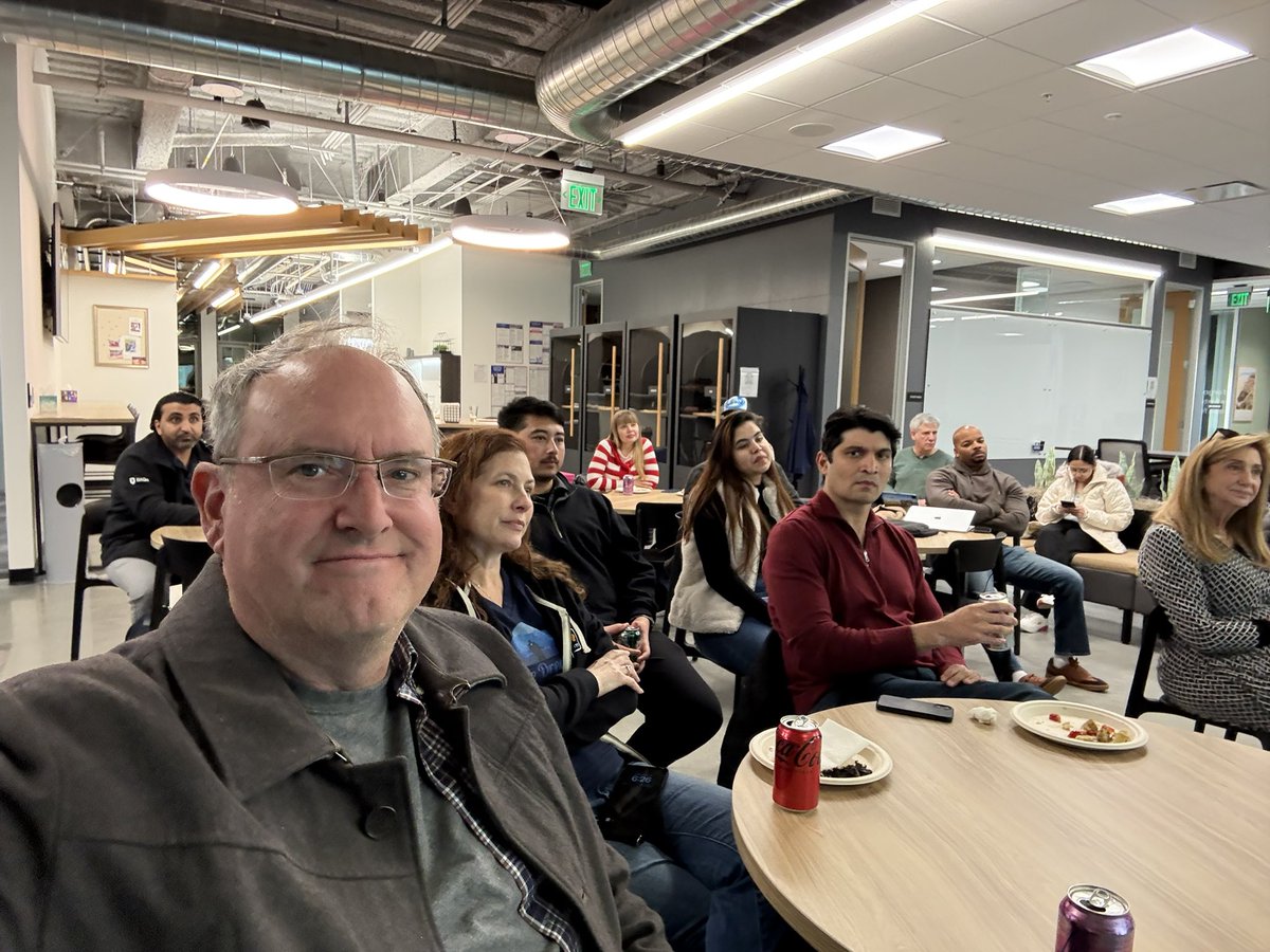 KJCox's tweet photo. It’s the 1st inaugural meeting of the Silicon Valley chapter of the Slack User Community!  Listening to Christine McHone Steve Wood (former engineer) and Susan Feldman (operations) talk about the history of Slack. You can sign up here for future meetups https://t.co/sTBlTVEOAt https://t.co/vGw03q5Zj8
