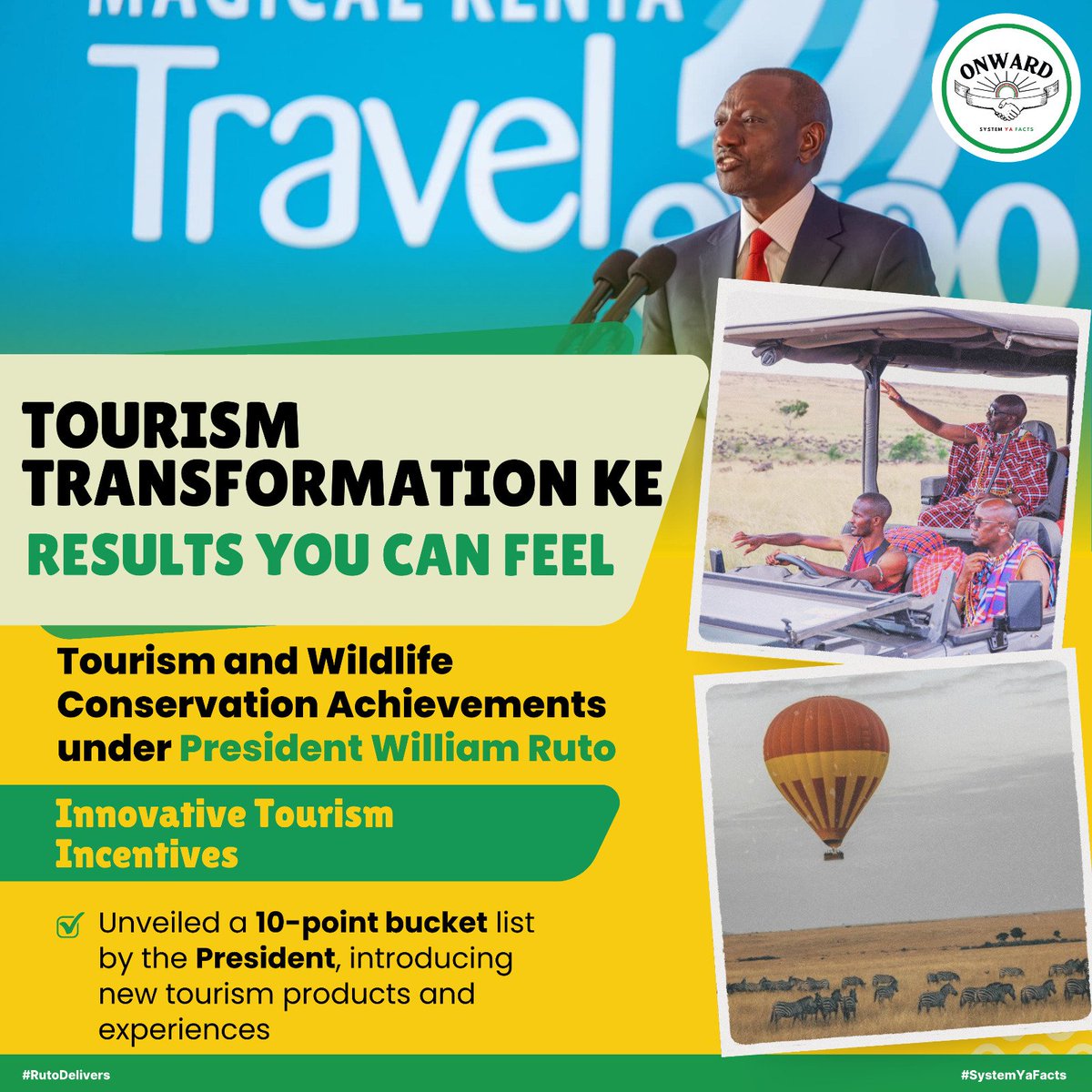Inspiring Tourism Experiences;
 Introduced a 10-point bucket list featuring unique Kenyan travel experiences, offering visitors more exciting options to explore.

#TourismTransformationKE
Results You Can Feel