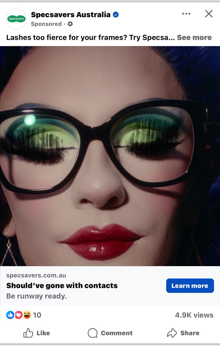 wildonechar's tweet photo. i always forget the @AubreyHaive is the face of @SpecsaversAU and i lose my shit every time i see the add then remember that shes been the face for years 😂 https://t.co/psBHLk1xUD