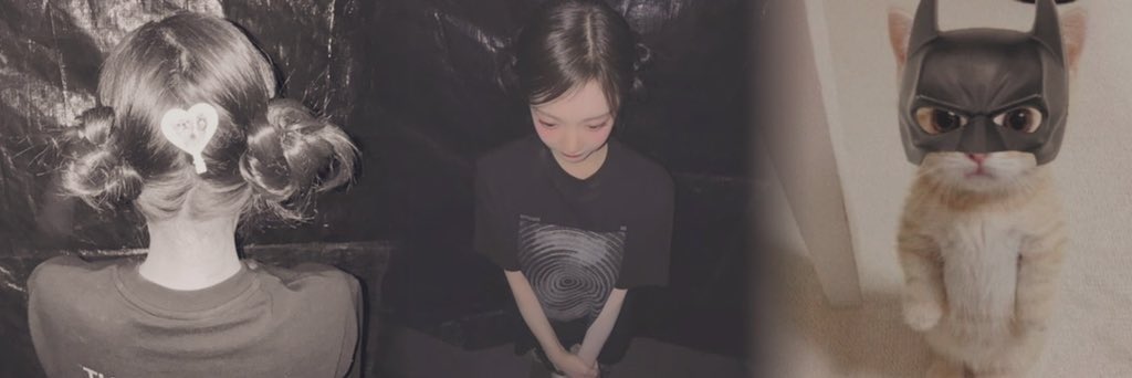 It's me again, day two, slaying in all black with my hair in two buns—yep, the cat clips are making a comeback! Do I look like the kitty next to me or what? ⪩. .⪨