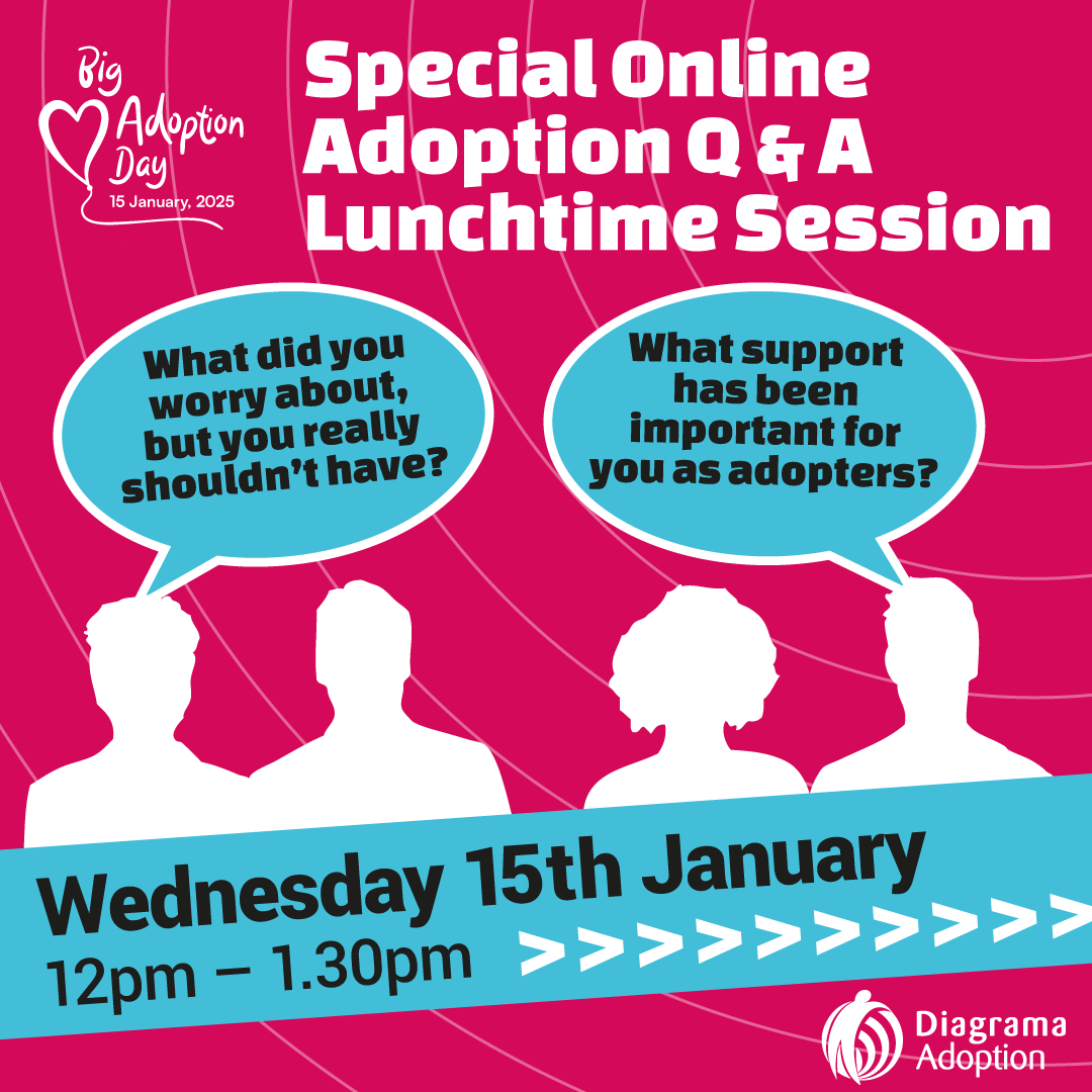 Today is the day we are giving you the opportunity to ask adopters anything you like - to learn more about adoption with #Diagrama.

We are holding two sessions today, both FREE to attend. Sign up:
tinyurl.com/32bkdxau
tinyurl.com/mr35znj2

#BigAdoptionDay  <a href="/CVAA_UK/">CVAA</a>