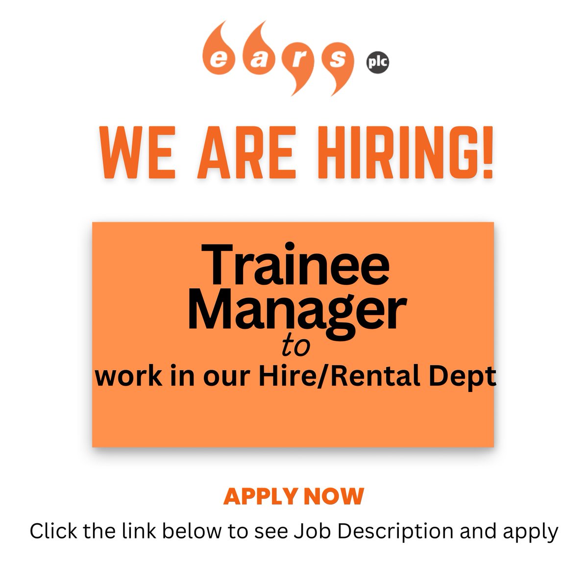 EARSplc's tweet image. Click the link below to see Job Description and apply earsplc.com/jobs/

APPLY NOW!

#TraineeManagerJobs
#LondonJobs
#ManagementTrainee
#GreaterLondonJobs
#CareerInManagement
#TraineeOpportunities
#LondonCareers
#EntryLevelManagement
#JobSearchLondon