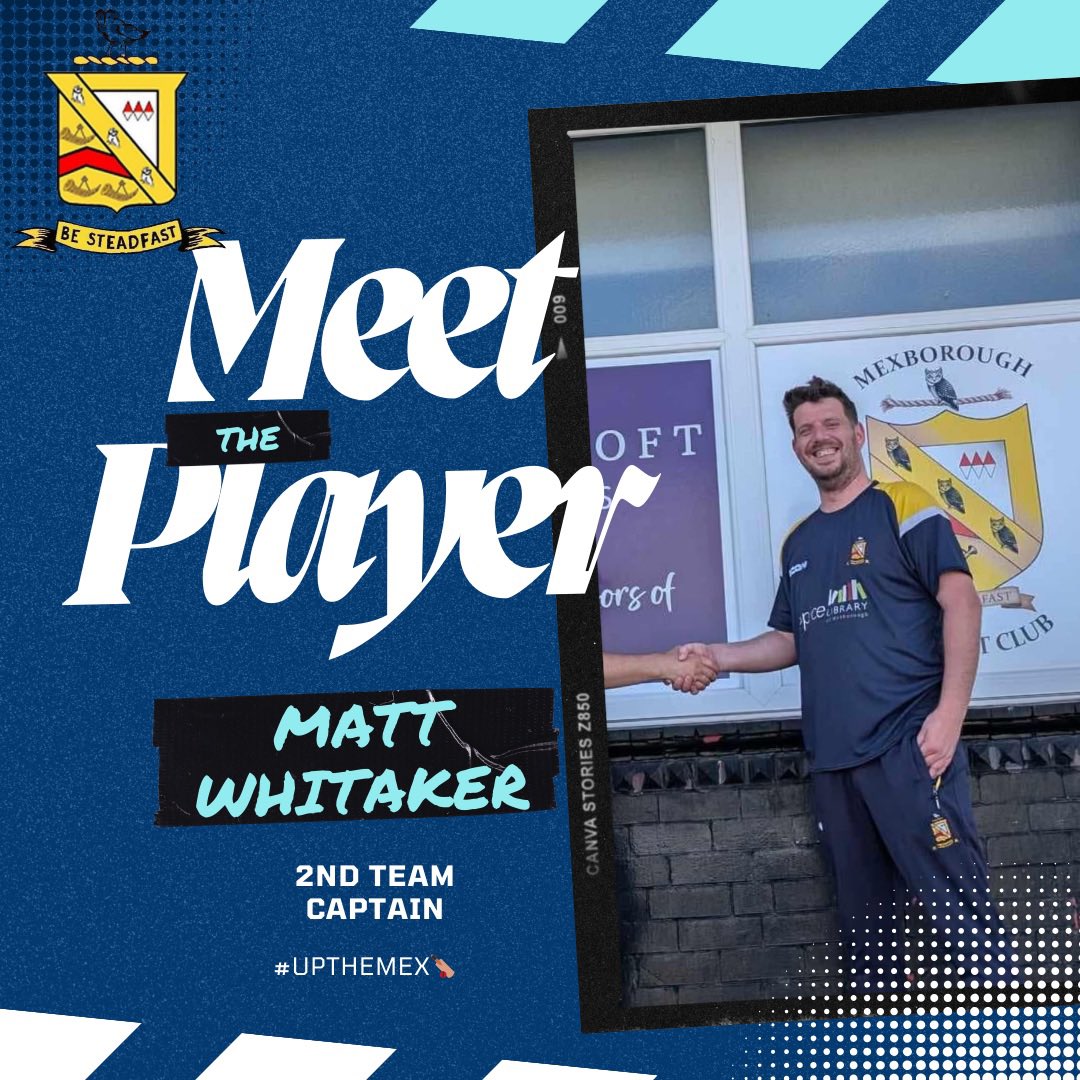 📢Meet The Player : Matt Whitaker 🏏

We exited to introduce our new 2nd team captain for Mexborough, 
Thank you to Woodward - All Bright Cleaning for sponsoring him again this season . 

🌟 About Matt :

 Name: Matt Whitaker

Role: Bowler/Slogger 2s skipper

First senior game:
