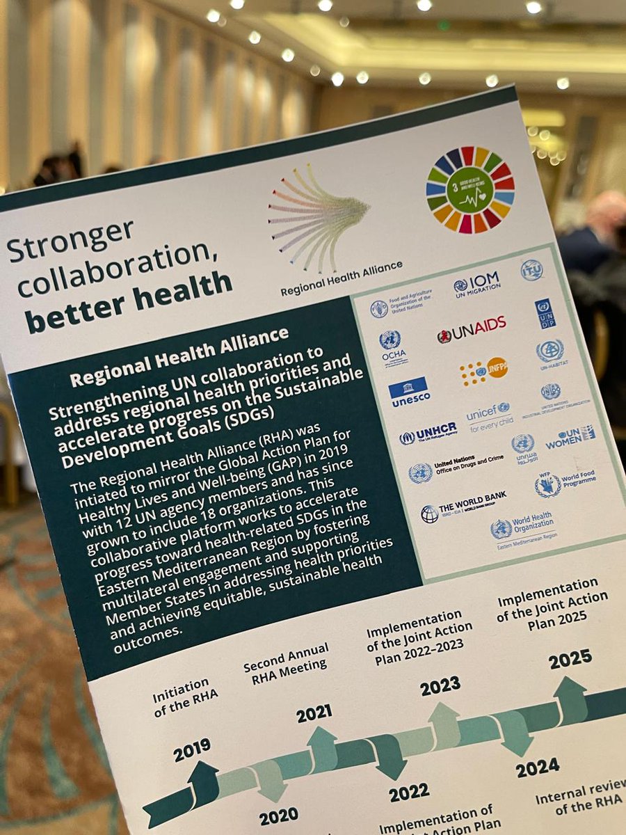 WHOEMRO's tweet photo. The #RHA was launched in 2020 by 12 UN agencies coordinated by @WHOEMRO. Today the alliance has grown to include the following 18 agencies https://t.co/WlZGcjva5h