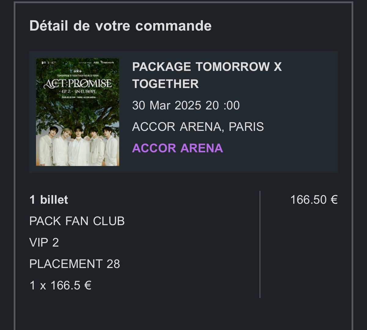 lalitheK1D's tweet photo. #WTS

TOMORROW X TOGETHER (TXT)
📅 30 mars 2025
📍 AccorArena/Bercy
🎫 VIP 2

je revends parce que j’ai vais aller à barcelone avec un ami :) 

#AccorArena #Paris #TXT #HYBE https://t.co/G827UVLirc