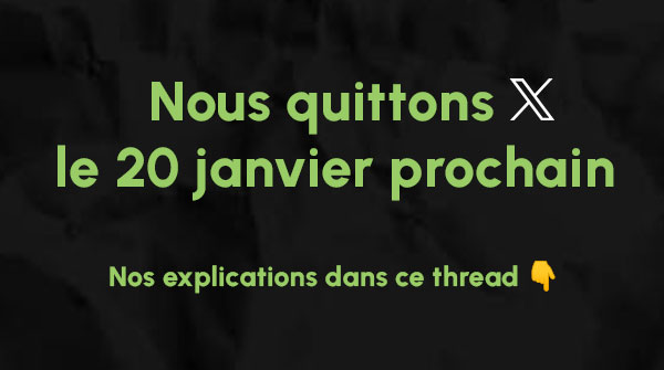 Notre groupe quitte X le 20 janvier, date de l’investiture du nouveau président américain, Donald Trump.

Pourquoi ce départ ? Nos explications dans ce thread 👇 1/6