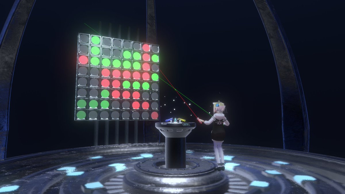 segur_vita's tweet photo. SensitiveCubeさん（@onCube_jp）のVRChatワールド制作をお手伝いさせていただきました！

私はUdonSharpやシェーダープログラミング、技術サポート等を担当しました。

レーザーが当たった場所が光ります！
たのしー！！ https://t.co/92uw8TxuS5
