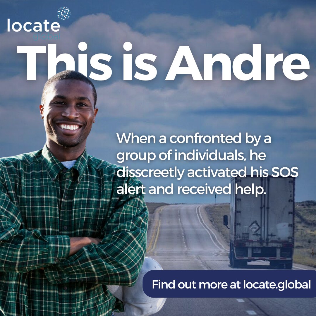 Locate_Global's tweet photo. Andre, a delivery driver, faces aggression while working in a remote area. 

Using Locate Global’s SOS alert, he discreetly shares his location with his team, who dispatch local authorities. Help arrives quickly, ensuring Andre’s safety. 

#Logistics #Safety #Emergency #Response https://t.co/hE34RT7AmN
