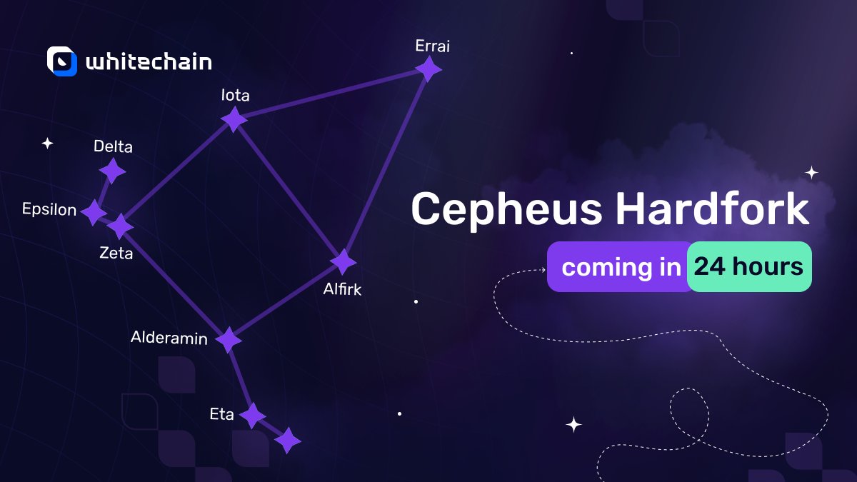 Cepheus Hardfork is coming to Whitechain Mainnnet on Thursday at 10:00 (UTC)

If you are a node operator, please make sure to update your nodes before the rollout of the protocol upgrade.

Check this timer to know the exact time of the hardfork: explorer.whitechain.io/block/22982391

To learn