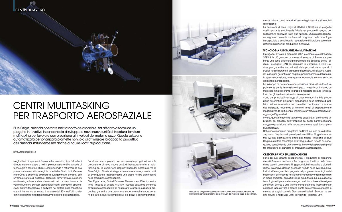 meccanica_plus's tweet image. Gli innovativi centri di #fresatura e #tornitura #multitasking sviluppati da #Soraluce per #BlueOrigin per la lavorazione di precisione degli involucri dei motori a razzo nel trasporto aerospaziale. 
L’articolo su #RMO di novembre/dicembre.
#aerospace
tech-plus.it/brochure/rmo/2…