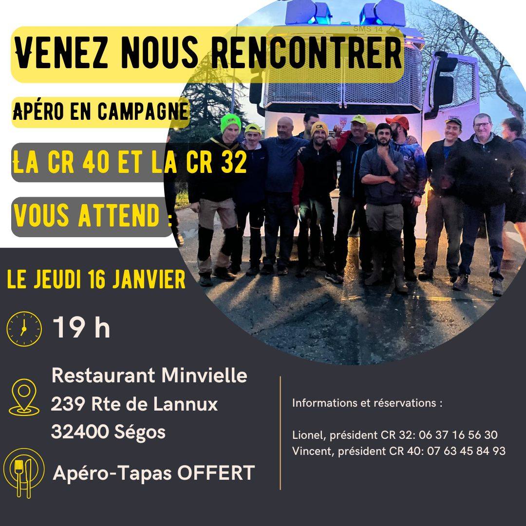 coordinationrur's tweet photo. 🟡⚫️ DE NOMBREUX APÉROS EN CAMPAGNE PARTOUT EN FRANCE DEMAIN
👉 À 10h dans le #Cantal - #CR15
👉 À 11h dans le #Finistère - #CR29 
👉 À 12h dans l'#IlleetVilaine - #CR35
👉 À 18h dans la #Vienne - #CR86 
👉 À 18h30 dans le #Gard - #CR30
👉 À 19h dans le #Gers - #CR32 et #CR40 
👉 À 19h dans le #LotEtGaronne - #CR47
👉 À 20h dans l'#Aveyron - #CR12
👉 À 20h dans les #HautesAlpes - #CR05 
👉 À 20h dans le #Lot - #CR46 
🔎 Plus de détails Facebook
#CoordinationRurale #AgriculteursEnColère #AgricultureEnDanger #CriseAgricole  #AgricultureFrançaise #UrgenceAgricole #CR #bonsenspaysan #levoteutile