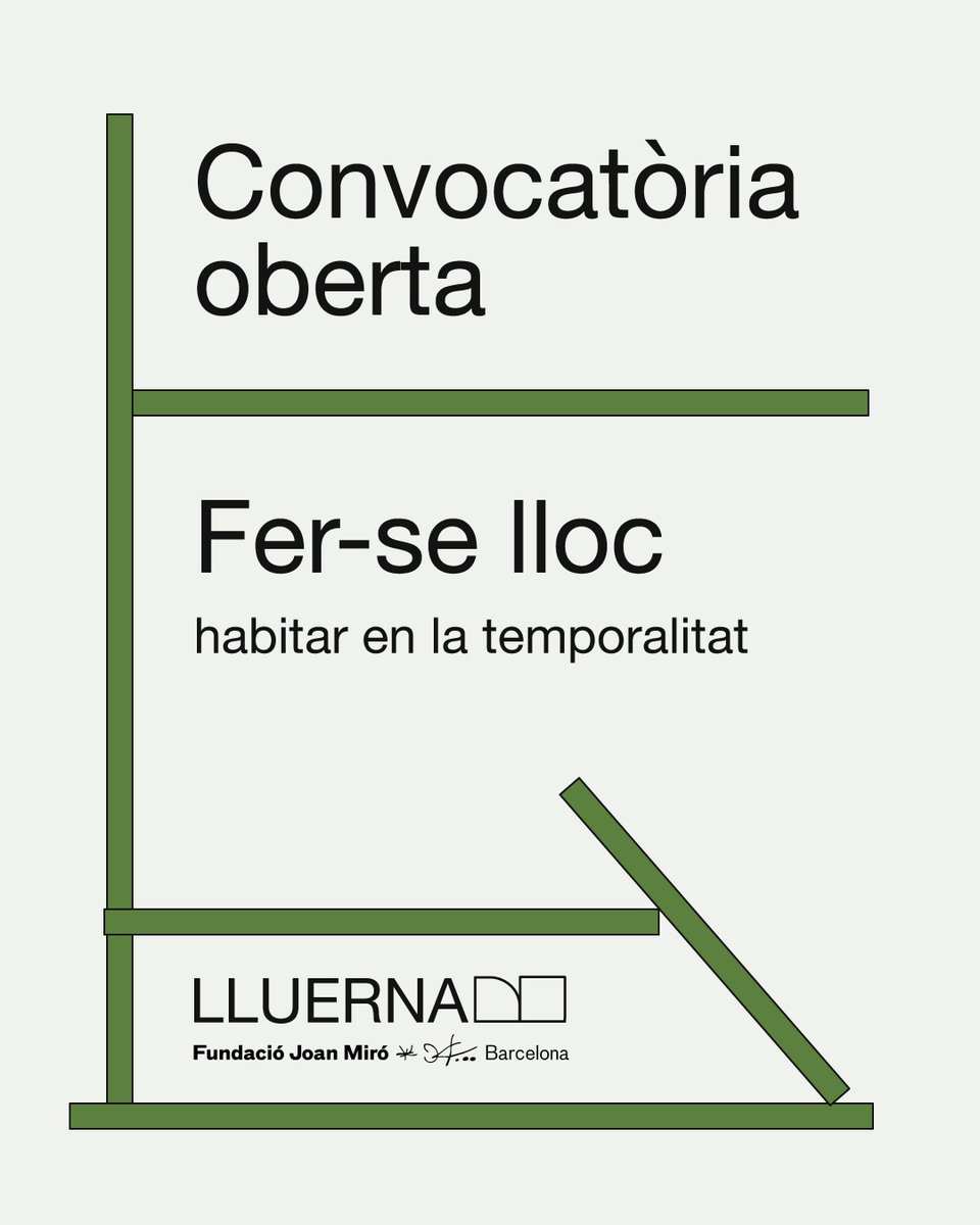 fundaciomiro's tweet photo. 🪴 Vols fer créixer el teu projecte artístic? 🪴

Presenta'l a la setena edició de #Lluerna, t'ajudem a potenciar-lo i a fer-lo visible!

📍🌏 La present edició girarà entorn al concepte de «fer-se lloc», entrar en una temporalitat que no només ens defineix, sinó que també ens convida a redefinir-la.

👉 https://t.co/AIxwHfM9mH

#FundacióMiró #ArtEmergent