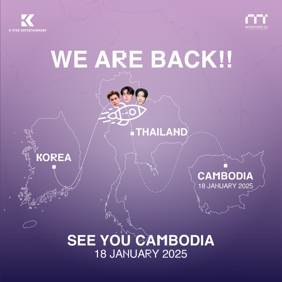 MMonsters25's tweet photo. WE ARE BACK! 🛫

SEE YOU CAMBODIA ON THIS 18th JANUARY 2025 

#monsters25 #oly #kim #yuuki #kimoly #bl https://t.co/xnrd9rANsP