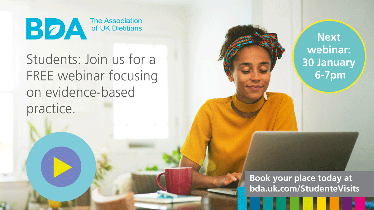 British Dietetic Association (@bda_dietitians) on Twitter photo We invite all our dietetic student members to join our free webinar on 30 January (6pm) to support your understanding of evidence-based practice, with a demonstration of <a href="/pennutrition/">PEN: Practice-based Evidence in Nutrition</a>.
Book your free place ➡ bda.uk.com/events/calenda… We invite all our dietetic student members to join our free webinar on 30 January (6pm) to support your understanding of evidence-based practice, with a demonstration of <a href="/pennutrition/">PEN: Practice-based Evidence in Nutrition</a>.
Book your free place ➡ bda.uk.com/events/calenda…