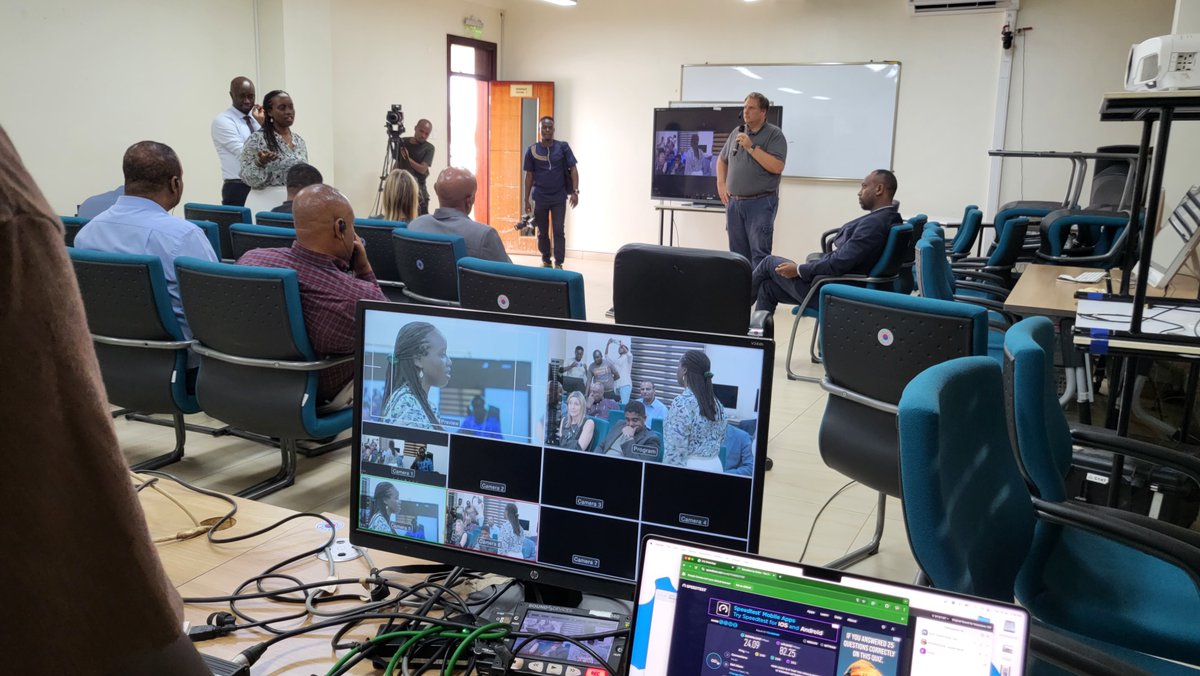 AdmaRwanda's tweet photo. @RwandaPolytec @Rwanda_Edu @Cooperation_RW @EthioEmbKigali It was an honour to talk about the great work @RwandaPolytec is doing in multimedia training, including livestreaming, hybrid events, videography, &amp; more!
@AdmaRwanda grads set up a hybrid event, showcasing upcoming efforts in bringing the world's experts into the classroom. https://t.co/BFLwaO6A6L