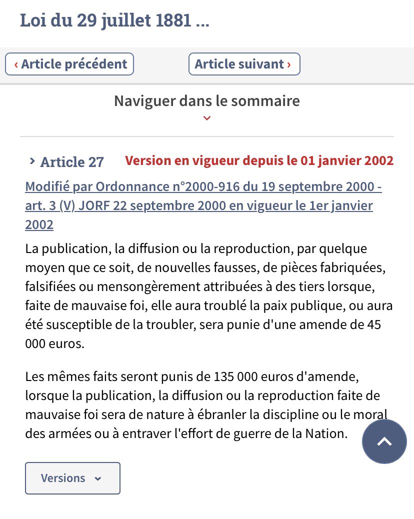 Décidément, dans la famille Sarkozy on semble fâché avec la connaissance et le respect de la loi. En France, la diffusion de fausses nouvelles est heureusement un délit, sanctionné par la loi de 1881 qui garantit et protège la liberté d’information et d’expression.