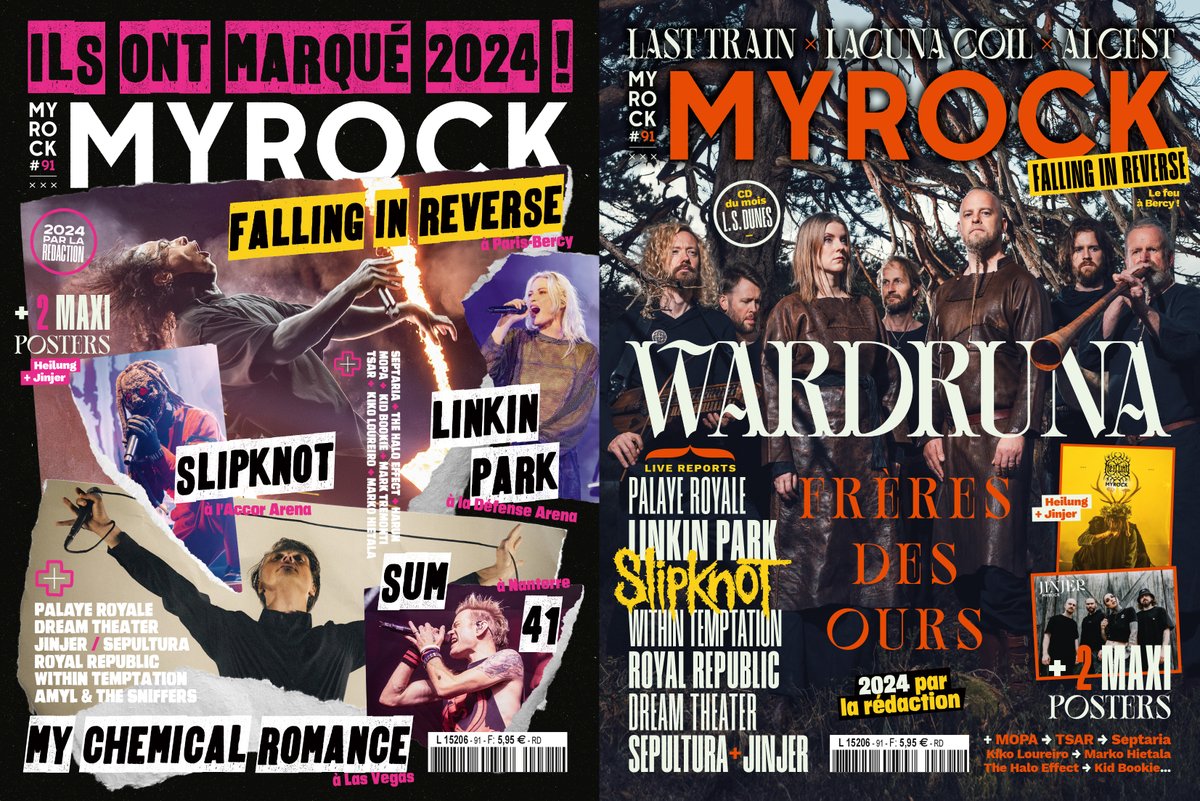 MyROCK (@myrockmag) on Twitter photo Avec tous nos vœux pour 2025, voici notre premier jour de kiosque pour MyRock#91 avec <a href="/wardruna/">Wardruna</a> et un best of live (@fallinginreverse + <a href="/slipknot/">Slipknot</a> + @sum41 + <a href="/linkinpark/">LINKIN PARK</a> + @mychemicalromance …) + 2 posters <a href="/Heilung/">Klaus Altmann</a> + <a href="/jinjer_official/">JINJER</a> ! Avec tous nos vœux pour 2025, voici notre premier jour de kiosque pour MyRock#91 avec <a href="/wardruna/">Wardruna</a> et un best of live (@fallinginreverse + <a href="/slipknot/">Slipknot</a> + @sum41 + <a href="/linkinpark/">LINKIN PARK</a> + @mychemicalromance …) + 2 posters <a href="/Heilung/">Klaus Altmann</a> + <a href="/jinjer_official/">JINJER</a> !