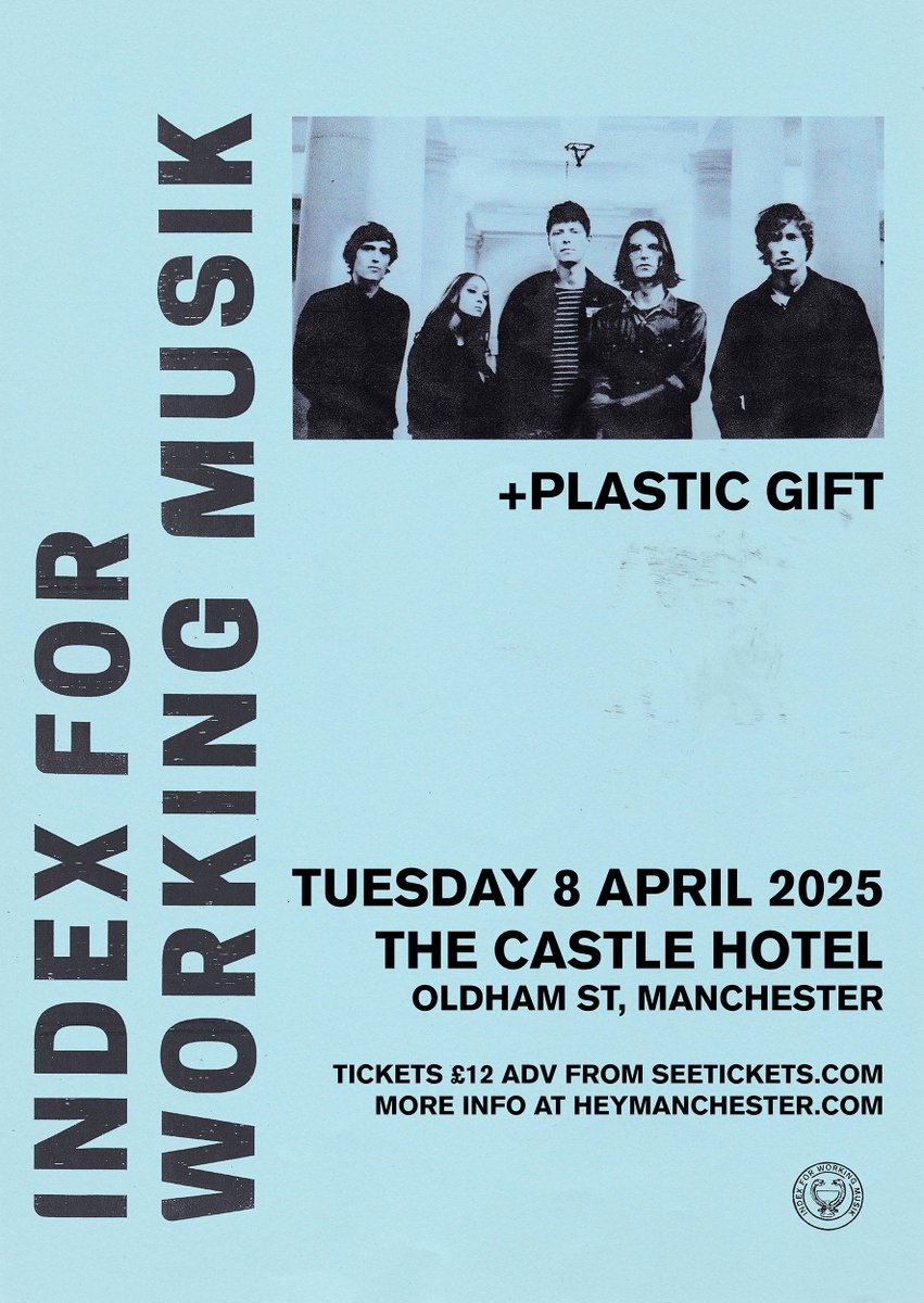 Hey! Manchester (@heymanchester) on Twitter photo NEW SHOW: We're delighted to be working with Index for Working Musik (<a href="/IndexMusik/">Index for Working Musik</a>) for the first time! They play <a href="/thecastlehotel/">The Castle Hotel</a> on Tue 8 Apr, with guests Plastic Gift. Read more and book now: heymanchester.com/index-for-work⦠NEW SHOW: We're delighted to be working with Index for Working Musik (<a href="/IndexMusik/">Index for Working Musik</a>) for the first time! They play <a href="/thecastlehotel/">The Castle Hotel</a> on Tue 8 Apr, with guests Plastic Gift. Read more and book now: heymanchester.com/index-for-workā¦