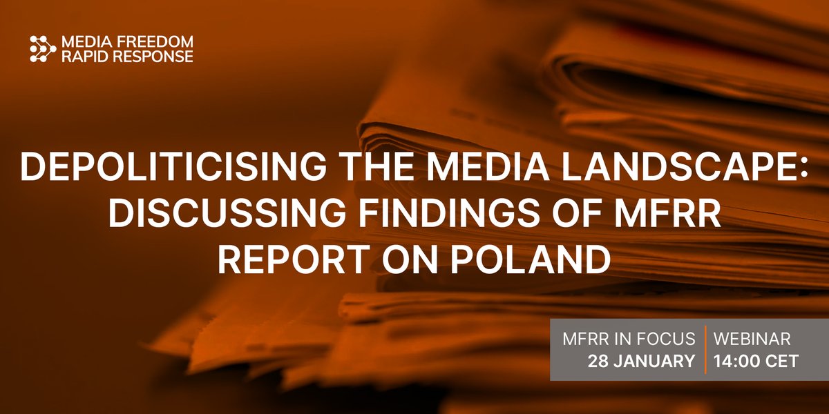 🇵🇱 What’s next for Poland’s media? Experts, including <a href="/gazeta_wyborcza/">Gazeta Wyborcza.pl</a>’s Aleksandra Sobczak, KRRiT's Tadeusz Kowalski and <a href="/article19europe/">ARTICLE 19 Europe</a>'s <a href="/joa_szy/">Joanna Szymańska</a>, will share their insights in our next webinar.

🗓 Jan 28, 14:00 CET
🎙 Moderated by <a href="/ollymk/">Oliver Money-Kyrle</a>

Register: mfrr.eu/depoliticising…