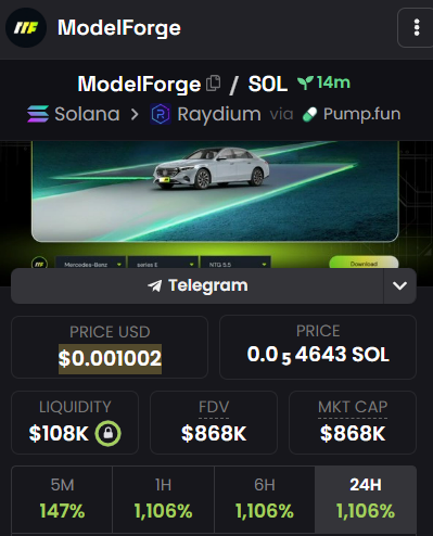 rexy100x's tweet image. do you know what the most important thing is for a degen and gem hunting?

- it’s speed. 

i just saw #ModelForge at a 100k mc, 
and before I could even turn around, 
it’s already nearing 1m mc.

a 10x in under 5 minutes. 
looks like the snipers are swarming.

absolutely insane…